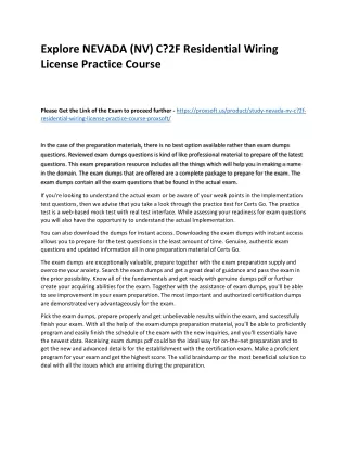 Explore NEVADA (NV) C?2F Residential Wiring License Practice Course