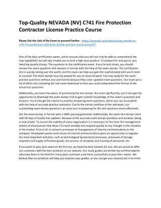 Top-Quality NEVADA (NV) C?41 Fire Protection Contractor License Practice Course