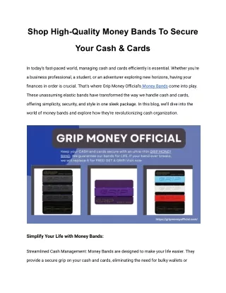 Shop High-Quality Money Bands To Secure Your Cash & Cards