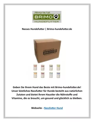 Nasses Hundefutter | Brimo-hundefutter.de