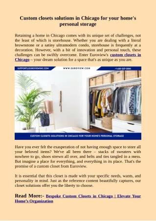 Custom closets solutions in Chicago for your home's personal storage