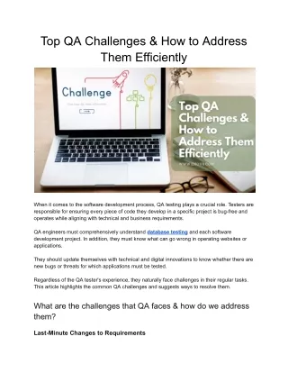 Top QA Challenges & How to Address Them Efficiently