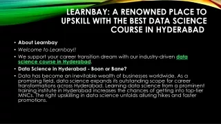 Learnbay: A Renowned Place to Upskill with the Best Data Science Course in Hyder