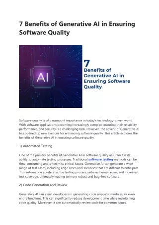 7 Benefits of Generative AI in Ensuring Software Quality