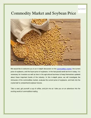 Commodity Market and Soybean Future Price