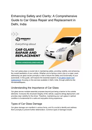 Enhancing Safety and Clarity_ A Comprehensive Guide to Car Glass Repair and Replacement in Delhi, India