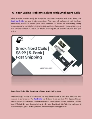 All Your Vaping Problems Solved with Smok Nord Coils