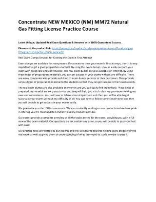 Concentrate NEW MEXICO (NM) MM?2 Natural Gas Fitting License Practice Course