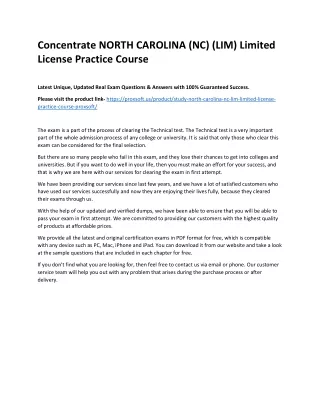 Concentrate NORTH CAROLINA (NC) (LIM) Limited License Practice Course