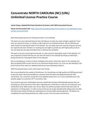 Concentrate NORTH CAROLINA (NC) (UNL) Unlimited License Practice Course