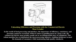 Unleashing Efficiency and Precision with the Commercial Electric Meat Grinder