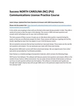 Success NORTH CAROLINA (NC) (PU) Communications License Practice Course