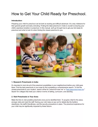How to Get Your Child Ready for Preschool.