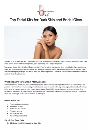 Discover the Top Facial Kits for Dark Skin and Bridal Glow by O3