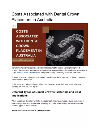 Costs Associated with Dental Crown Placement in Australia