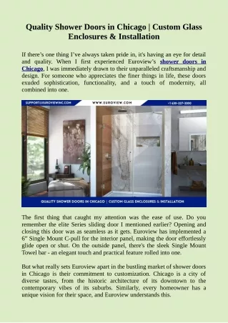 Quality Shower Doors in Chicago _ Custom Glass Enclosures & Installation