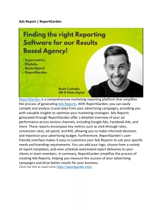 Ads Report | ReportGarden