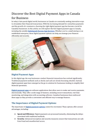 Discover the Best Digital Payment Apps in Canada for Business