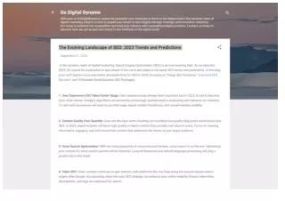 The Evolving Landscape of SEO 2023 Trends and Predictions