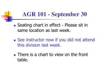 AGR 101 - September 30
