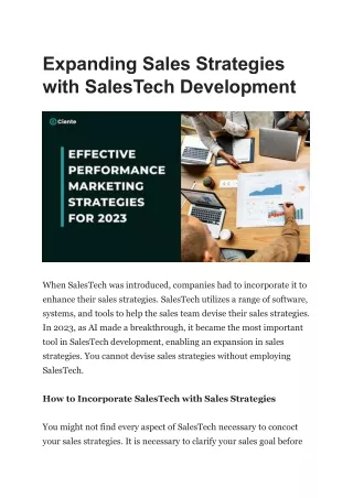 Expanding Sales Strategies with SalesTech Development