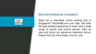 Best Online Betting Site in Singapore Waybet88.com