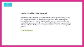 London Limo Hire  Lux-limo.co.uk