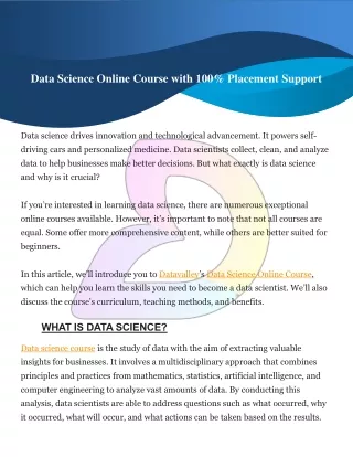 Data Science Online Course with 100 Placement Support