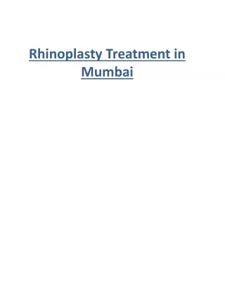 Rhinoplasty Treatment in Mumbai