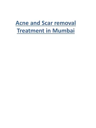 Acne and Scar removal Treatment in Mumbai