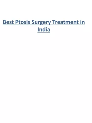 Best Ptosis Surgery Treatment in India