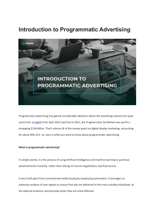 Introduction to Programmatic Advertising