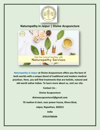 Naturopathy in Jaipur | Divine Acupuncture