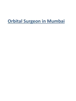 Orbital Surgeon in Mumbai