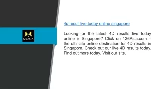 4d Result Live Today Online Singapore 126asia.com