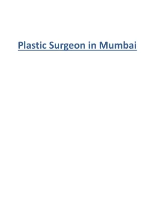 Plastic Surgeon in Mumbai