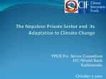 The Nepalese Private Sector and Adaptation to Climate Change