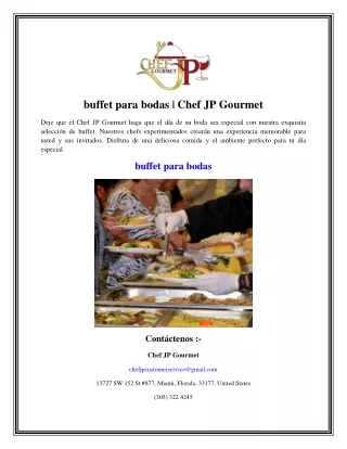 buffet para bodas   Chef JP Gourmet