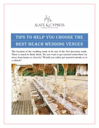 Tips To Help You Choose the Best Beach Wedding Venues