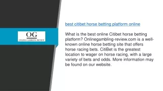 Best Citibet Horse Betting Platform Online Onlinegambling-review.com