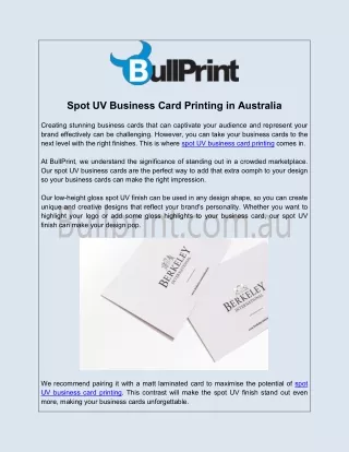 Spot UV Business Card Printing in Australia