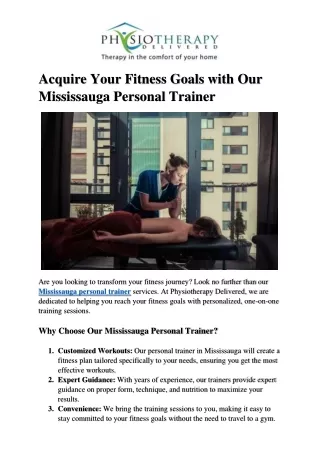 Acquire Your Fitness Goals with Our Mississauga Personal Trainer