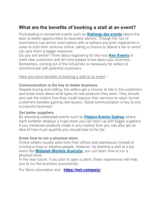 What are the benefits of booking a stall at an event