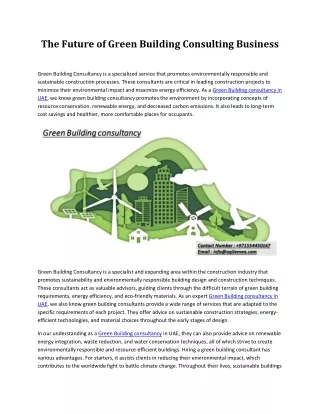 The Future of Green Building Consulting Business