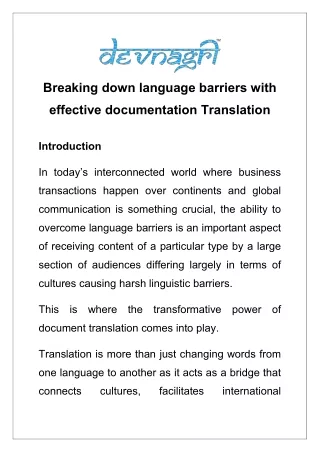 Breaking down language barriers with effective documentation Translation