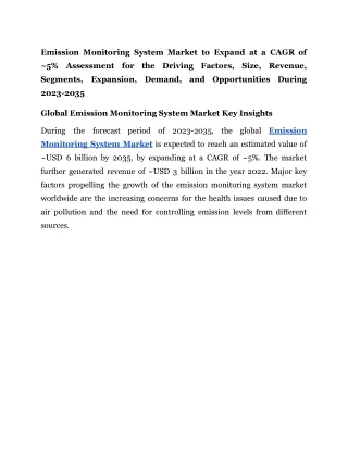 Emission Monitoring System Market