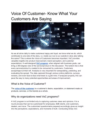 Voice Of Customer- Know What Your Customers Are Saying