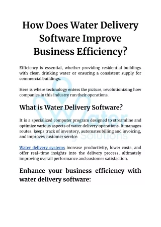 How Does Water Delivery Software Improve Business Efficiency?