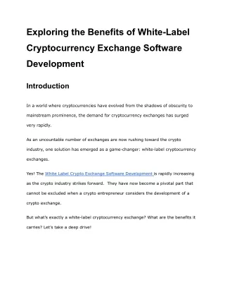 White Label Crypto Exchange Software Development