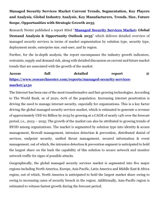 Managed Security Services Market Key Manufacturers 2035
